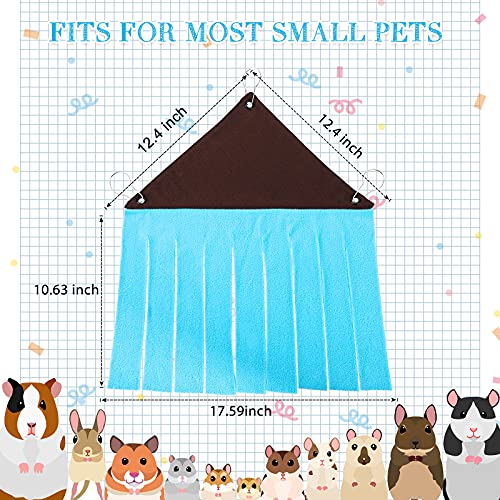 Shappy 2 Pcs Guinea Pig Hideout Hideaway Corner Fleece Toys Cage Accessories Cute Ferret Hammock for Ferrets Chinchillas Hedgehogs Small Pets(Brown with Blue, Black with Orange-Brown, Leopard)