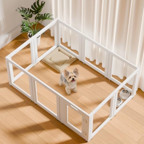 EVERFRONT Clear Acrylic Dog Playpen - Clear Dog Play Pen - Easy Assemble Acrylic Dog Playpen - Puppy Playpen, Cat Playpen, Small Animal Playpen, Dog Play Pen Indoors (24", 10 Panels) - size: 24"