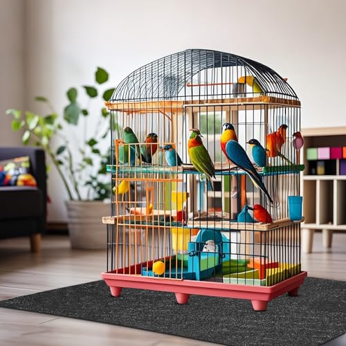 Nuanchu Large Bird Cage Mat, 48 x 36 Inch Under Pet Cage Mat, Absorbent/Waterproof Felt Pad for Bird Cages, Reptile Aquariums, Dog Kennels, with Non-Slip Backing for Hard Floors and Surfaces - size: 48 x 36 Inch