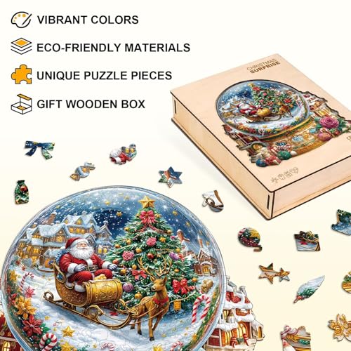 Christmas Crystal Ball Puzzles Adults Gifts Wooden 190 Pieces 11.4 * 11in - color: Christmas Crystal Ball, size: Medium