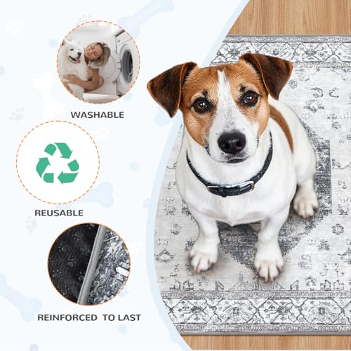 Lahome Extra-Large Washable Dog Pee Pads (72"x72") - Super Absorbent & Waterproof - Leakproof Reusable Mat for Playpens, Beds & Whelping, Convenient Cleanup,Gray - color: Gray, size: 6FT x 6FT (Pack of 1)