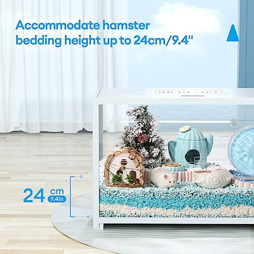 BUCATSTATE Hamster Cage 2.0, Large Hamster Enclosure (31in, White) | Stackable 3.84 ft² Large Habitats with Deep Beddiing Base, Sturdy Aluminum Frame, Front and Top Access, Easy Assemble - color: White, size: 31.4"L x 17.6"W x 20.6"H