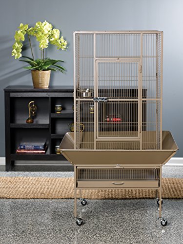 Prevue Pet Products 3352COCO Park Plaza Bird Cage, Coco Brown | Large Brown Steel Bird Cage with Rolling Stand and Perches, Ideal for Cockatiels and Medium Birds - color: Coco Brown