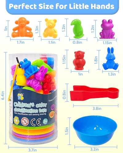 Counting Animals Montessori Toys for 3 4 5 Years Old, Learning Toys Gifts | Sensory Toy for Kids with Autism, Counting Bears, Preschool Sensory Bin Filler, Educational Toy for 3 Year Old, Toddler Gifts