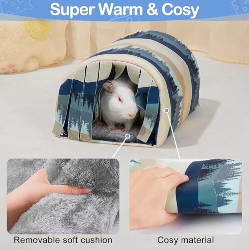 Guinea Pig Hideout Washable Guinea Pigs Tunnel with Curtains Hamster Hideout Cozy Guinea Piggy House Fit for Guinea Pig Cages Soft Guinea Pigs Accessories for Small Animals Hamster/Chinchilla/Bunny - color: Mountains