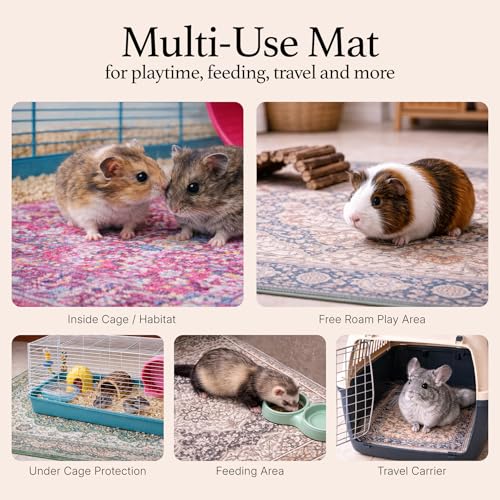 Reusable 2-Pack Small Animal Pet Bedding Mats - 16" x 24" Inch Hamster Bedding - Machine Washable Guinea Pig Cage Liners-Guinea Pigs,Rabbits & Ferrets Waterproof Pee Pad (Mystic Fuchsia) | Waterproof, absorbent, washable, reusable cage liner and bedding m