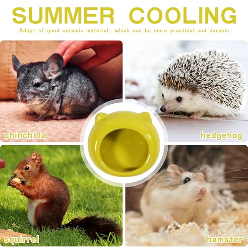 Ceramic Small Pet Hamster Food Bowl – Spill-Proof Guinea Pig & Hedgehog Dish – Durable, Easy to Clean, Non-Tip Design for Small Pets (Yellow) - color: Yellow