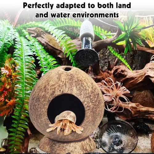 PINVNBY 2 Pcs Natural Coconut Shell Reptile Hideouts Crested Gecko Tank Accessories for Small Lizard Leopard Gecko Spider Snail Hermit Crab Hideout - size: High-Crowned Style, 2PCS