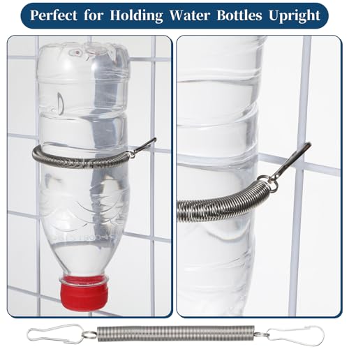 5 Pcs Extension Spring, Springs with 2 Clips Used Singly or in Combination Stainless Steel Spring to Hold Rabbit Water Dispenser Drinking Bottle Small Springs for Small Animals Feeding or Watering