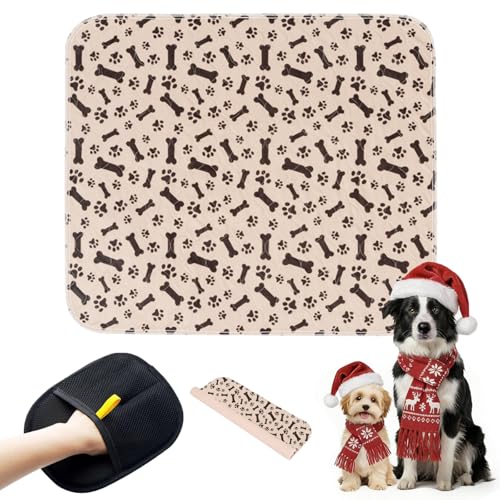 Puppy Pee Pads with Pheromones, Washable Puppy Training Pads for Dogs Reusable Puppy Potty Pads for Dogs and Cats(with Pet Hair Removal Gloves) - color: Brown Bone, size: Large