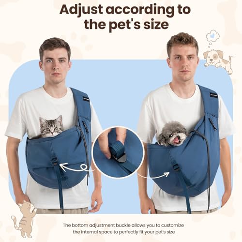 Dog Sling Carrier for Small Dogs & Cats,Pet Carrier Sling Bag with Adjustable Straps,Comfortable & Secure Travel Crossbody Bag for Puppies Up to 19lb,Airline Approved pet Carrier (Royal Blue) - color: Royal Blue
