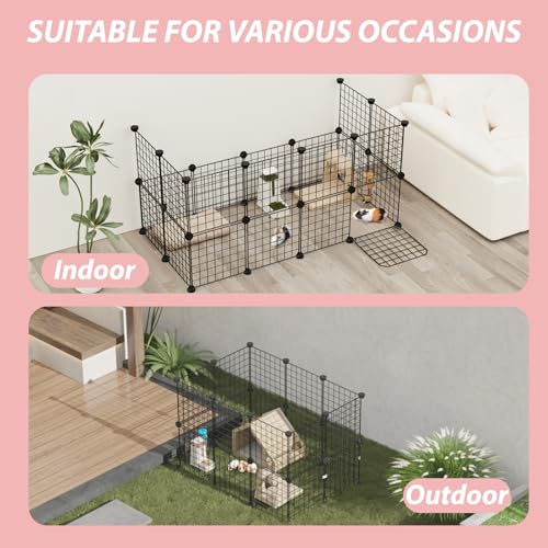 Guinea Pig Cages with Door and Top, 49.2x24.6x12.2inch Small Animal Cage, 20pcs Metal Grid Panels Small Animal Playpen, Expandable Cage for Guinea Pigs, Rabbits, Hamsters and Hedgehogs, Kitten - color: 20pcs