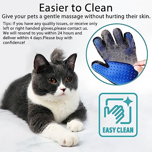 Cat Grooming Glove Brush, Pet Hair Remover Tool, 1 Pair Reusable Dog Hair Fur Remover for Carpet, Furniture, Couch, Clothes, Eco-Friendly and High efficiency (Blue) | Reusable Dog Hair Fur Remover for Carpet, Furniture, Couch, Clothes, Eco-Friendly and Hi