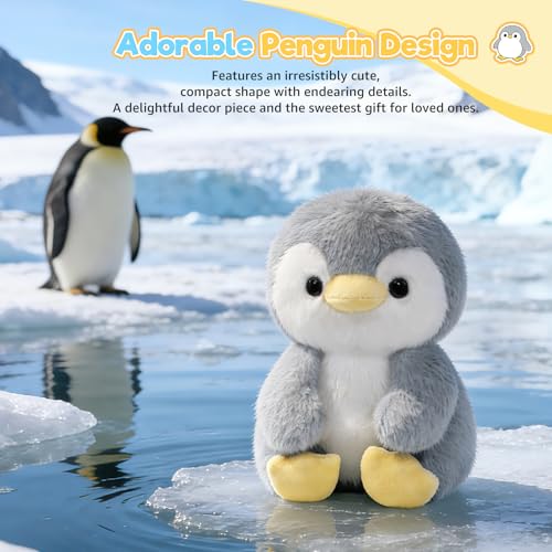 Ditucu Palm-Sized Penguin Stuffed Animals Cute Soft Plush Doll Small Plushies Toys Gifts for Kids Grey 6 inch - style: Penguin B