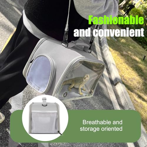 WEVONIGU Expandable Small Animal Backpack Carrier with Clear Bubble Window Large Space Travel Cage for Hedgehog Rat Parrot,Bearded Dragon,Sugar Glider,Airline Approved (Grey, Carrier) - color: Grey, size: 8.0"L x 7.0"W x 5.0"H