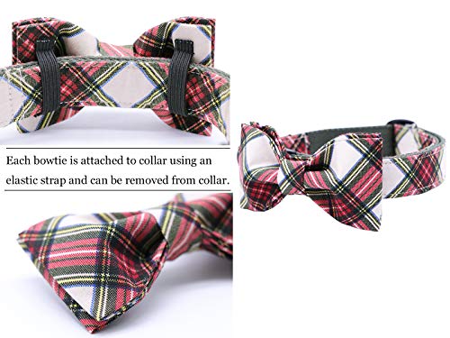 ARING PET Christmas Dog Collar Bowtie, Cute Red Green Xmas Holiday Pet Collars with Bow for Puppy Small Medium Large Boy Girl Dogs-XS - color: Christmas-Plaid, size: X-Small (Pack of 1)