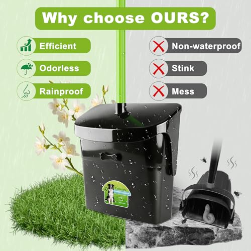 Pooper Scooper Swivel Bin & Rake with 50 Waste Bags, 38" Long Adjustable Handle Dog Poop Scooper for Yard Large Medium Small Dog, Easy to Clean Pet Waste Use on Grass, Dirt, Concrete or Gravel