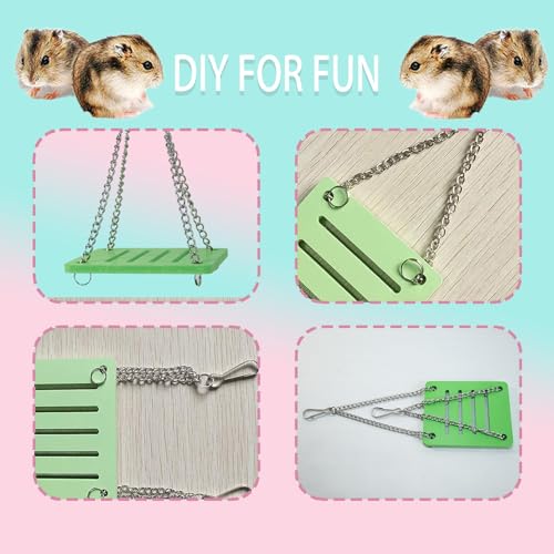 Hamster Toys, Rainbow Bridge & Swing & Seesaw Guinea Pig Toys Set DIY Rat Toys for Small Animals to Exercise and Have Fun (A, 3Pcs) - color: A