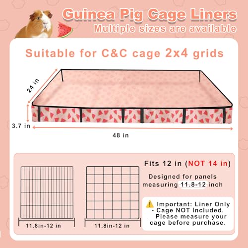Waterproof Guinea Pig Cage Liners, Washable & Reusable Small Animal Cage Mat, for Rabbit, Hamster, Chinchilla, Hedgehog (Watermelon),C&C 24x48 inches - size: C&C 2x4(24x48 inches)