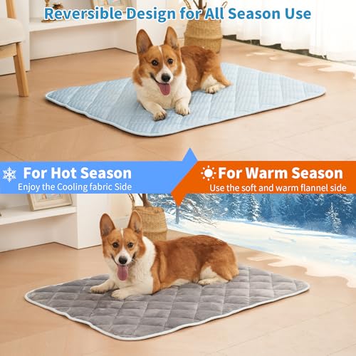 Cooling Mat for Large Dogs, 44"x 32" Thick & Durable Dog Cooling Mat, Q-MAX>0.45, Double-Sided Cooling Pet Pad, Portable & Washable Dog Cooling Mat for Crate, Couch & Car - size: X-Large - 44 x 32 Inch