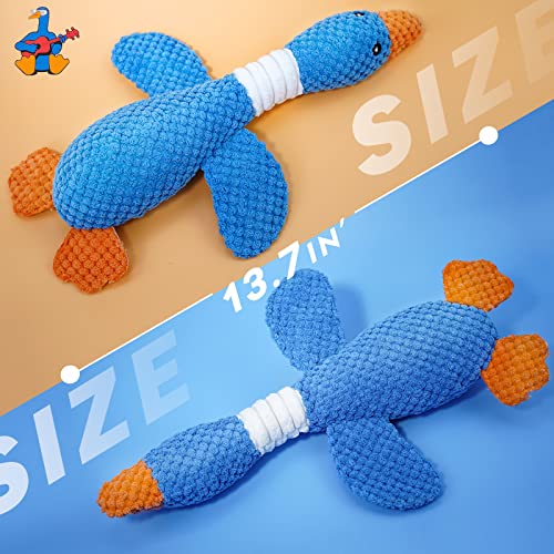 Vitscan Upgraded Goose Indestructible Dog Toys for Aggressive Chewers | Dog Chew Toys for Aggressive Chewers Small Medium Large Breed, Crinkle Squeaky Plush Puppy Chew Toys for Teething, Duck Toys - color: Blue goose - pineapple plush