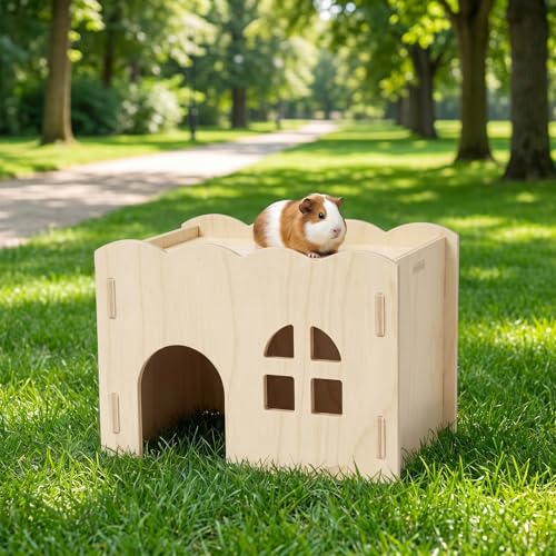 Wood Hamster Hideout, Wooden Hamster Hideout House Chew-Safe | Hamster Explorer for Gerbils Hamsters Small Pets