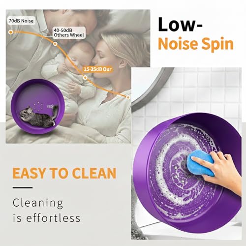 15" Aluminum Alloy Silent Chinchilla Exercise Wheel | Noiseless Running Wheel for Chinchilla, Rat, Hedgehogs, Squirrels and Small Pets (Purple) - color: Purple
