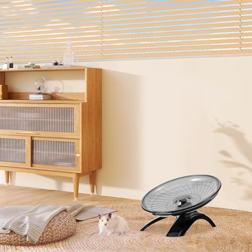 POPETPOP Silent Hamster Wheel 7.08 Inch Exercise Running Wheel for Small Pets Like Hamsters Gerbils Hedgehogs Quiet Spinning Toy for Cage Entertainment - color: Black