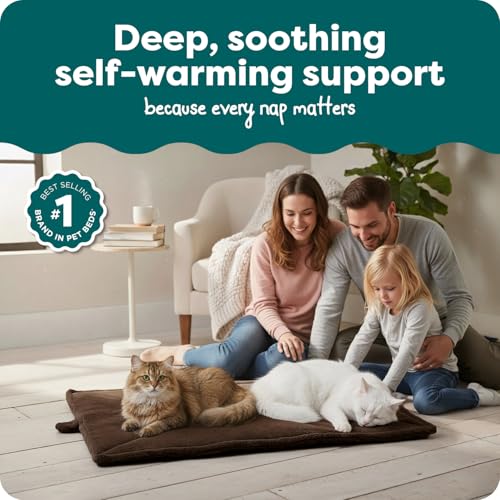 FurHaven ThermaNAP Self Warming Cat Mat, Dog Bed for Crates with Self-Warming Technology for Cozy Rest, Fully Machine Washable, Large, Plush Faux Fur, Espresso - color: Espresso, size: Large - 36"L x 24"W