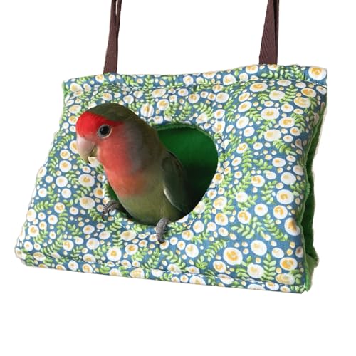 Warm Bird Nest Hanging Hammock, Parakeet Bed for Cage Fluffy Snuggle Hut | Small Parrots Winter Tent House,Budgie Sleeping Hideaway with Pad,Finch,Lovebirds,Birdcage Accessories - size: Small