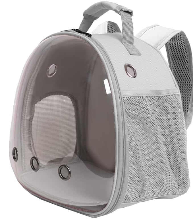 Guinea Pig Backpack, Space Capsule Bubble Window Small Animal Backpack for Guinea Pig, Bird Bunny Rabbit - color: Grey
