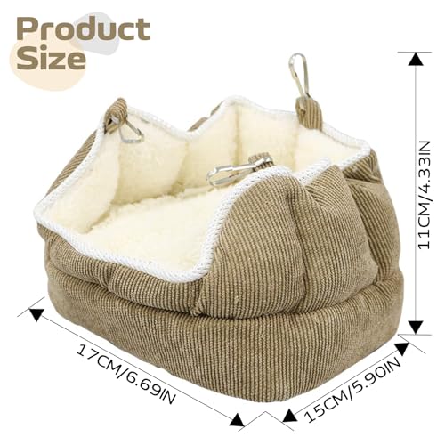 QBLEEV Bird Nest House, Parrot Winter Warm Bed for Cage Hanging Hammock | Soft plush snuggle hut tent, parrot cage accessories hideaway sleeping bed for budgie parakeet cockatiel conure lovebird - color: Yellow