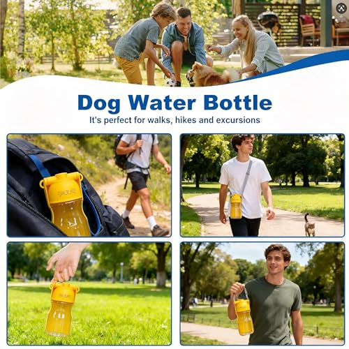 Amerisun Dog Water Bottle, 16.9 OZ Collapsible Leak-Proof Pet Water Bowl | Collapsible Water Bottle,Suitable for Dog, Cat, Puppy, Guinea Pig, Hamster & Bunny. Ideal for Walking, Hiking (yellow) - color: yellow