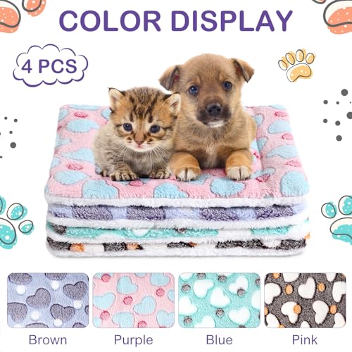 Haull 4 Pcs Waterproof Guinea Pig Bedding Soft Dog Cat Bed Crate Mat Small Animal Plush Cage Liners Rabbit Bunny Kennel Pad Reversible Cozy Pee Thickened Hamster Pad(Heart,13 x 18.5 Inch) - size: 13 x 18.5 Inch