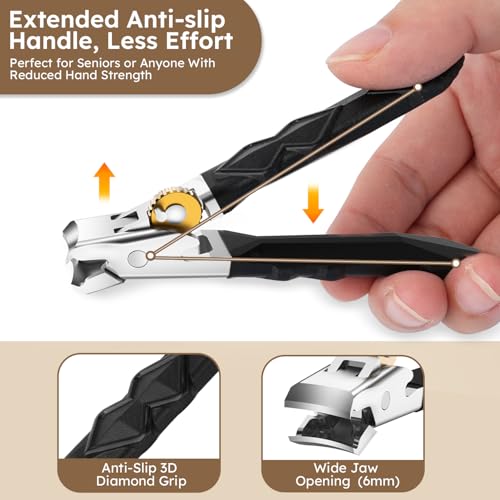 Heavy Duty Toe Nail Clippers for Thick Nails, Nail Clippers for Men Seniors | Long Handled Toenail Clipper with Wide Jaw Opening, Slanted Angled Head and Ultra Sharp Cutter - style: Baroque