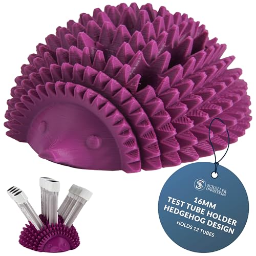 S I Schaller Industries Hedgehog Test Tube Holder, 16mm - Veterinary Blood Test Tube Rack, Holds 12 Vials, Compact Fun Design Organizer for Veterinary and Research Lab Use - Grape - color: Grape, size: 16mm Tubes