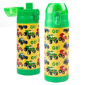 Bentology Stainless Steel 13 Oz Reusable Water Bottle Kids, Monster Truck | Double Wall Insulated, Spill Proof Lid W/Built-in Straw- Keep Liquids Hot or Cold- Easily Fits in Lunch Boxes & Bags - color: Monster Truck