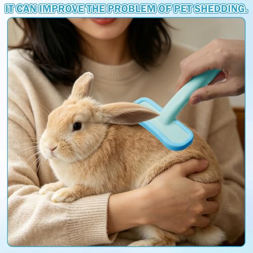 1Pcs Rabbit Bunny Soft Brush, Practical Brush for Rabbits Grooming, Soft Silicone Small Animal Massage Comb, Bunny Grooming Kit Supplies Suitable for Cats Puppies & Other Pets(Blue) - color: 1pc-blue