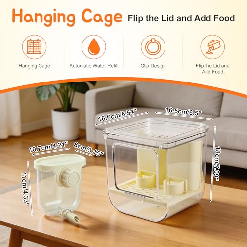 No Mess Bird Feeder Water Dispenser Set, Beige, 1 Set | Multifunctional Seed Feeder, Easy Cleanup Bird Cage Accessories - color: Beige, White