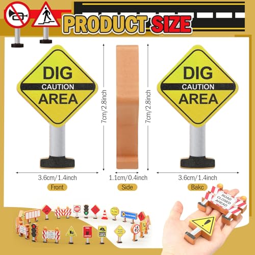 Blosssound Wooden Toys Set for Preschool Classroom - Multicultural Career People Blocks Educational Wooden Play for Kids Learning Toys Play Games Activity Supplies(26 Pcs,Construction Signals) - style: Construction Signals
