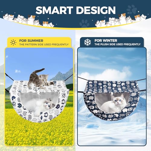 Admaison Cat Hammock for Cage with Ball,Hanging Pet Hammock Bed Adjustable,Double Layer Soft Sleeping Hammock for Cats,Ferret,Puppy,Rabbits,Small Animals,1Pack (White) - color: White