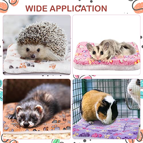 Ripeng 8 Pcs Guinea Pig Bed Mat Fleece Cat Pad Dog Crate Mat for Indoor Warm Reversible Pet Bedding for Small Animal Washable Kennel Crate Pad Cat Carrier(12.6" x 9.8",Bright Color)