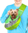 Cuddlissimo Small Dog Sling Carrier, Pet Cat Sling, Puppy Pouch - Green-S | Teacup & toy breeds under 6 lbs, Yorkie, Chihuahua, kitten, wearable purse-style shoulder bag, hands-free chest carrying - color: Lime Green