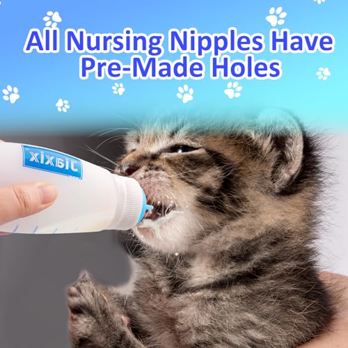 3 Pack Kitten Silicone Bottle Feeding Kit,Nipple & Feeding Kit for Kittens, Reusable Newborn Kitten Supplies, Suitable for Feeding Kitten, Puppy, Rabbit,Hamster (Blue, Small) - color: Blue, size: Small