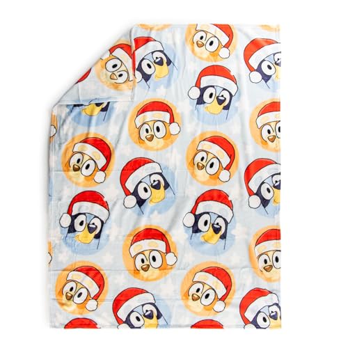 Jay Franco Kids Christmas Hugger Set – 12" Plush Pillow Buddy & 46" x 60" Fleece Throw Blanket, Ultra-Soft Bedding & Travel Set, Holiday Bedroom & Couch Décor, Blue - Bluey - color: Blue - Bluey