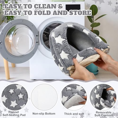 Guinea Pig Hideout Bed Self Warming Pet Mat Cozy Chinchilla Rabbit House Cave Accessories for Bunny Small Animal Hideout Bed with Star Pattern Hedgehog Ferret Soft Guinea Pig House - size: 10 x 10 Inch