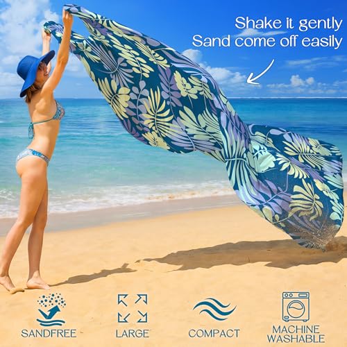 BYDOLL Beach Blanket Waterproof Sandproof,78''X81''/78''X110'' Large Sand Free Oversized Lightweight Sand Resistant Blanket, Picnic Mat for Beach Travel Camping Hiking Essentials - color: Leaves, size: 78''X81"