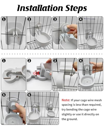 GPY Automatic Hanging Gravity Pet Feeder and Water Dispenser Set | Automatic Rabbit Bunny Feeder and Guinea Pig Water Bottle Water Dispenser for Dogs Cats Pets Animals Large Capacity (Grey) - color: Grey