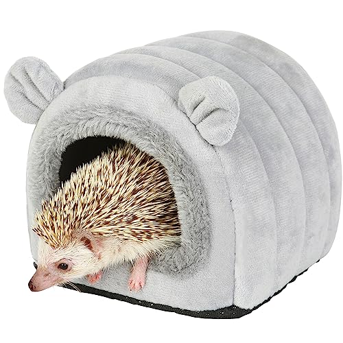 Hedgehog Bed Cave Nest Hideout, Hamster Guinea Pigs Small Animals Cage Supplies Warm House-Gray - color: Gray