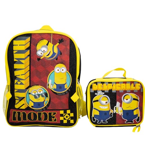 AI ACCESSORY INNOVATIONS Despicable Me 2 Piece Backpack Set, Boys & Girls 16" School Bag, Black - color: Despicable Me